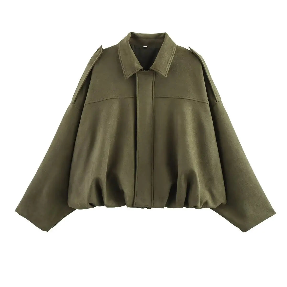 Vintage Women Green Oversize Bomber Jackets 2025 Fashion Ladies Elegant Loose Soft Outfits Jacket for Party Female Chic Clothes