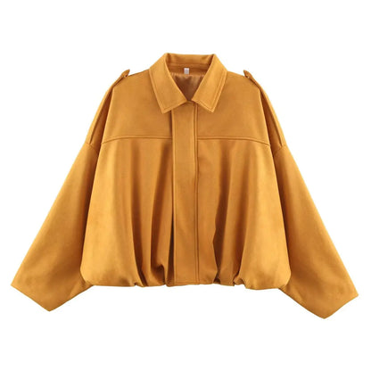Vintage Women Green Oversize Bomber Jackets 2025 Fashion Ladies Elegant Loose Soft Outfits Jacket for Party Female Chic Clothes